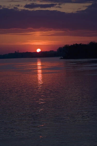 A sunrise from the port of Vidin Bulgaria