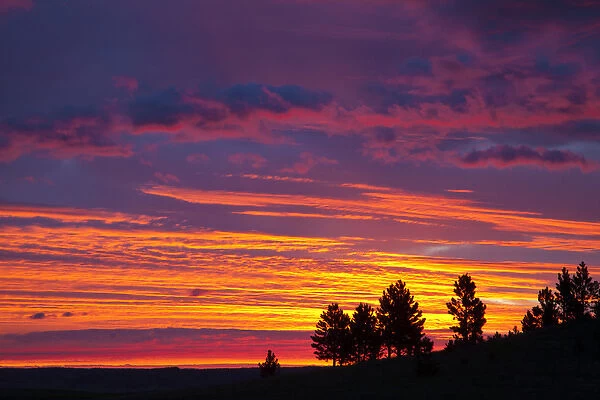 Sunrise skies light up near Ekalaka, Montana, USA