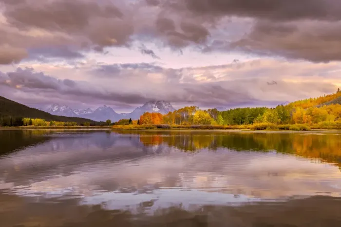 Framed Print : Sunrise on Teton Range, from Oxbow Bend, Grand Teton National Park, Wyoming