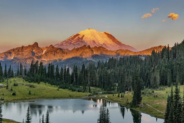 Framed Print : Sunrise over Tipsoo Lake in Mount Rainier National Park, Washington State, USA Framed Print : Sunrise over Tipsoo Lake in Mount Rainier National Park, Washington State, USA