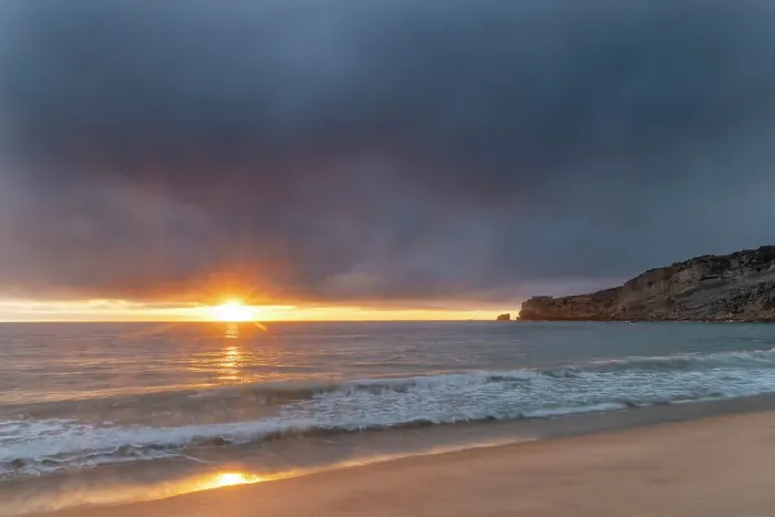 Framed Print : Sunset over the Atlantic Ocean from Nazare, Portugal Framed Print : Sunset over the Atlantic Ocean from Nazare, Portugal