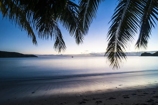Sunset over the beach of the Korovou Eco-Tour Resort, Naviti, Yasawas, Fiji, South