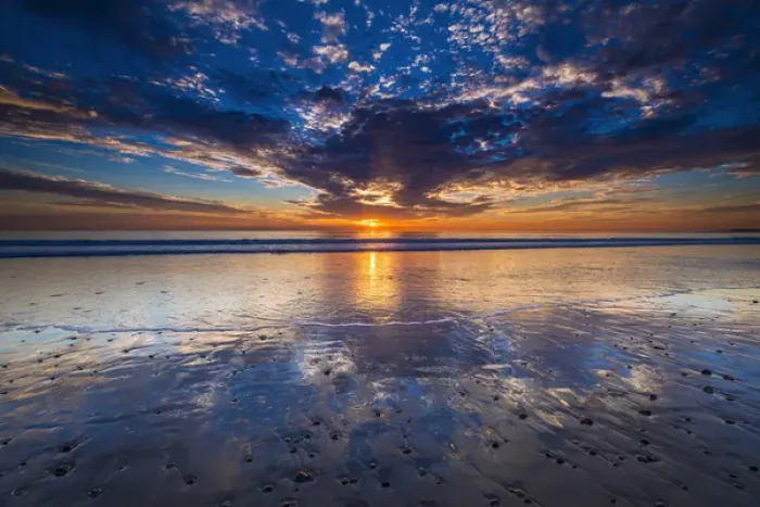 Framed Print : Sunset over the Channel Islands from Ventura State Beach, Ventura, California USA