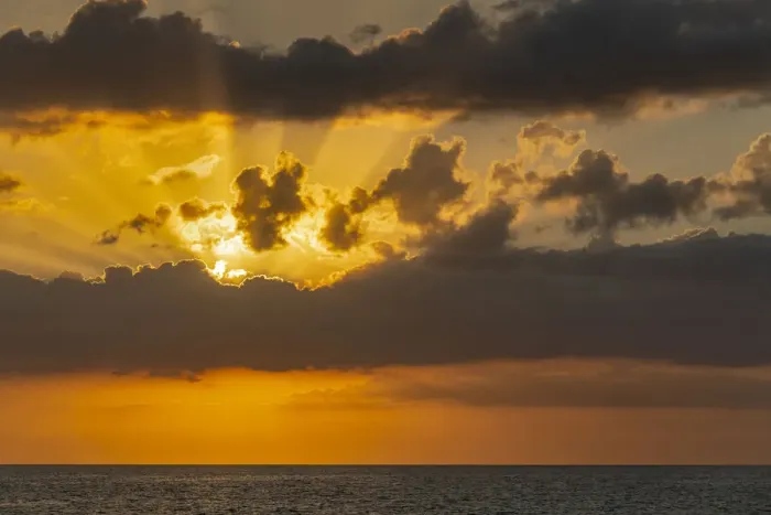 Framed Print : Sunset in clouds over ocean La Boca, Cuba Framed Print : Sunset in clouds over ocean La Boca, Cuba