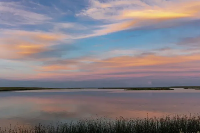 Framed Print : Sunset clouds reflection at Medicine Lake National Wildlife Refuge, Montana, USA Framed Print : Sunset clouds reflection at Medicine Lake National Wildlife Refuge, Montana, USA