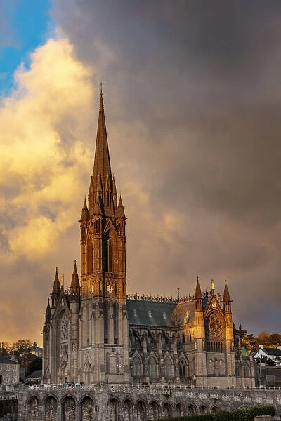 Sunset clouds over St. Colmans Cathedral in Cobh, Ireland