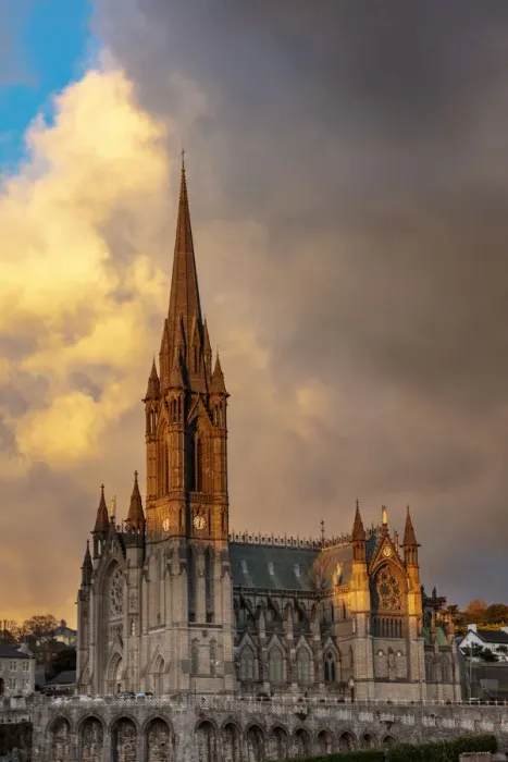 Framed Print : Sunset clouds over St. Colmans Cathedral in Cobh, Ireland Framed Print : Sunset clouds over St. Colmans Cathedral in Cobh, Ireland
