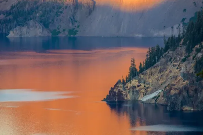 Framed Print : Sunset colors the waters at Crater Lake National Park, Oregon, USA Framed Print : Sunset colors the waters at Crater Lake National Park, Oregon, USA