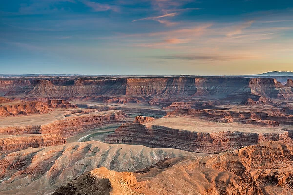 Sunset at Deadhorse Point State Park, view of Colorado river and Canyonlands National
