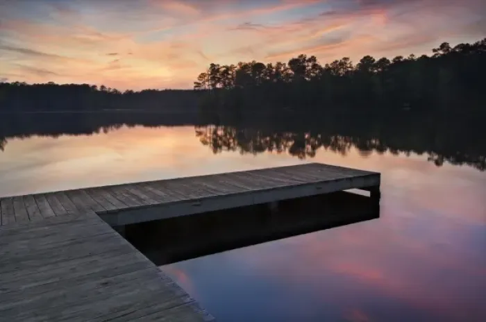 Framed Print : Sunset over a dock, Callaway Gardens, GA Framed Print : Sunset over a dock, Callaway Gardens, GA