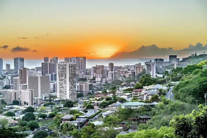 Framed Print : Sunset, Honolulu, Hawaii Framed Print : Sunset, Honolulu, Hawaii