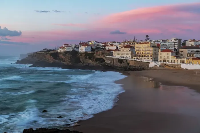 Framed Print : Sunset hour over the beach at Praia das Macas near Colares, Portugal Framed Print : Sunset hour over the beach at Praia das Macas near Colares, Portugal