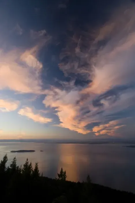 Framed Print : Sunset Island View from Mt. Constitution in Moran State Park, Orcas Island, Washington
