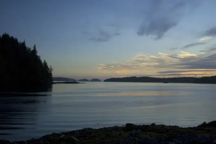 Framed Print : Sunset from Keith Island, Broken Island Group, Pacific Rim National Park Preserve