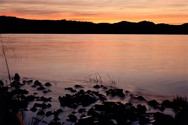 sunset on Lake Labarge, Yukon Territory, Canada