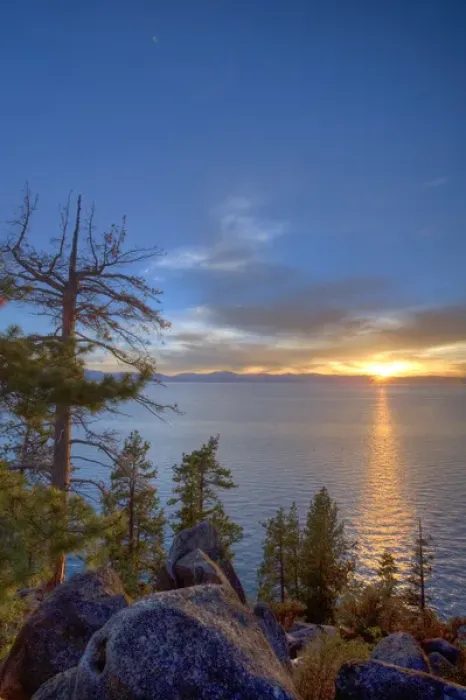 Framed Print : Sunset at Logan Shoals on the East side of Lake Tahoe, Nevada, USA