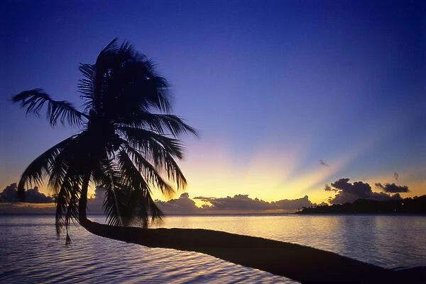 Sunset from Matira Beach on the island of Bora Bora, Society Islands, French Polynesia