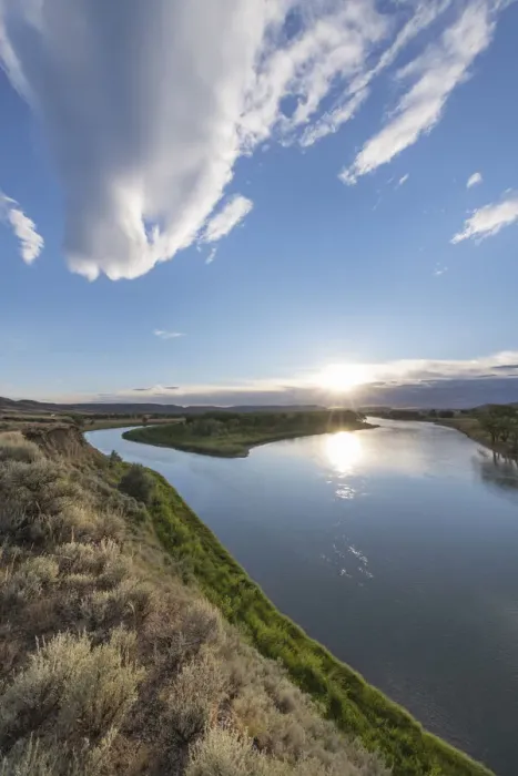 Framed Print : Sunset on the Missouri River near Judith Landing, Upper Missouri River Breaks National Monument, Montana