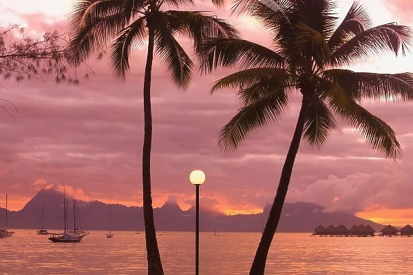 Sunset over Moorea from Sofitel Maeva Beach Resort (near where famous painter Paul