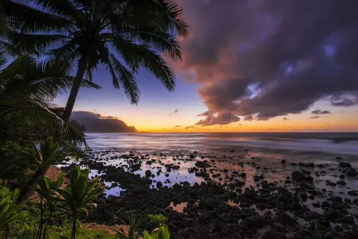 Framed Print : Sunset over the Na Pali Coast from Hideaways Beach, Princeville, Kauai, Hawaii, USA Framed Print : Sunset over the Na Pali Coast from Hideaways Beach, Princeville, Kauai, Hawaii, USA