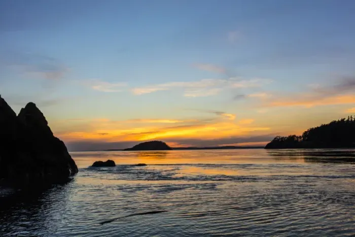 Framed Print : Sunset from North Beach with Deception Island at Deception Pass State Park, Washington Framed Print : Sunset from North Beach with Deception Island at Deception Pass State Park, Washington