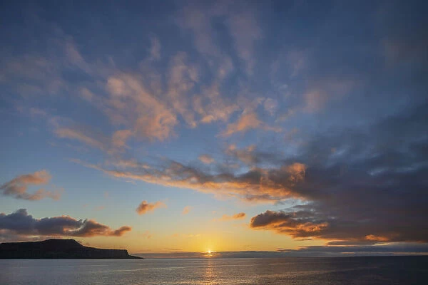 Sunset over Pacific Ocean, Santiago Island, Galapagos Islands, Ecuador
