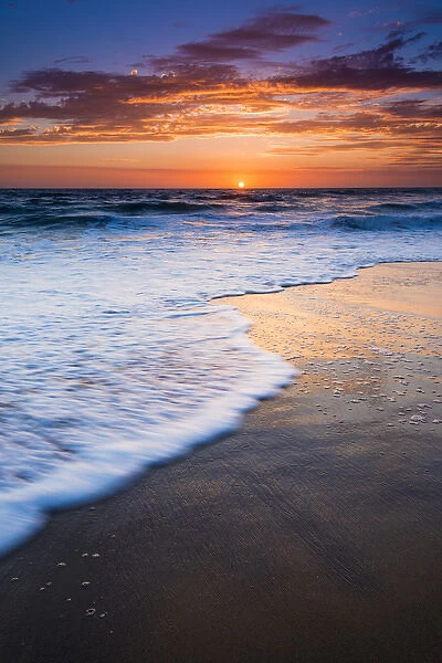 Sunset over the Pacific Ocean from Ventura State Beach, Ventura, California USA