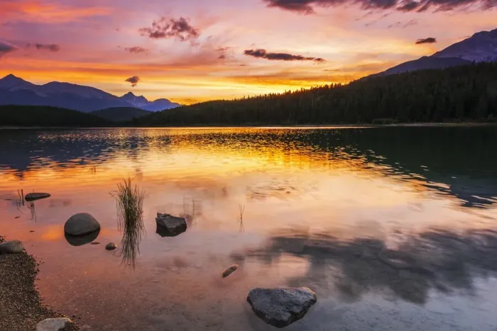 Framed Print : Sunset at Patricia Lake, Jasper National Park, Alberta, Canada