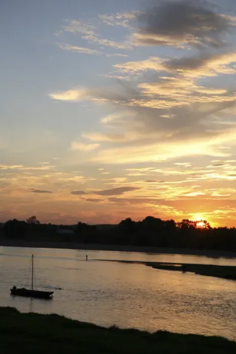 Framed Print : Sunset over River Loire. Loire Valley. Amboise. France