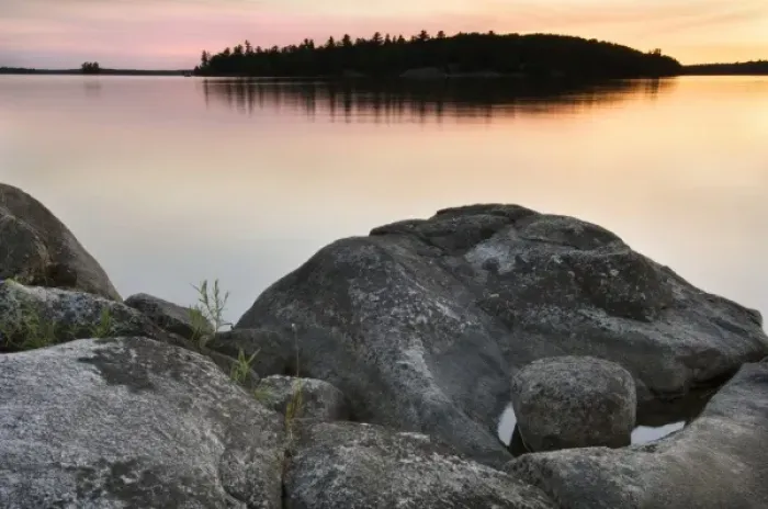 Framed Print : Sunset from rock island off the shore of Round Bear Island, Kabetogama Lake, Voyageurs Framed Print : Sunset from rock island off the shore of Round Bear Island, Kabetogama Lake, Voyageurs