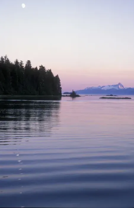 Framed Print : Sunset scenic near Frederick Sound, moonrise, S. E. Alaska Framed Print : Sunset scenic near Frederick Sound, moonrise, S. E. Alaska