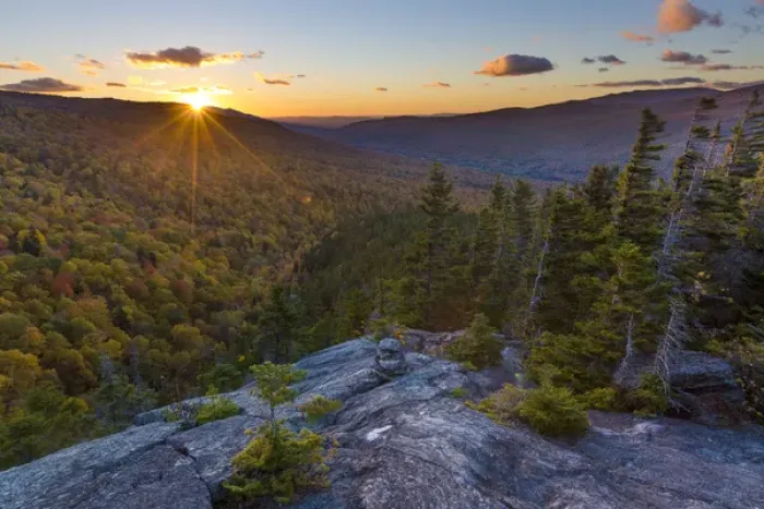 Framed Print : Sunset as seen from Dome Rock in New Hampshires White Mountain National Forest