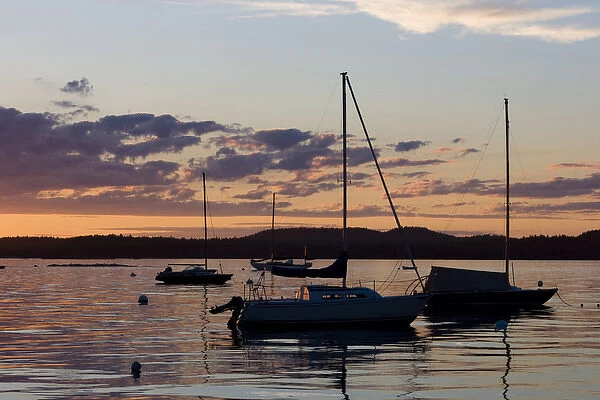 Sunset as seen from Little Deer Isle, Maine. Penobscot Bay