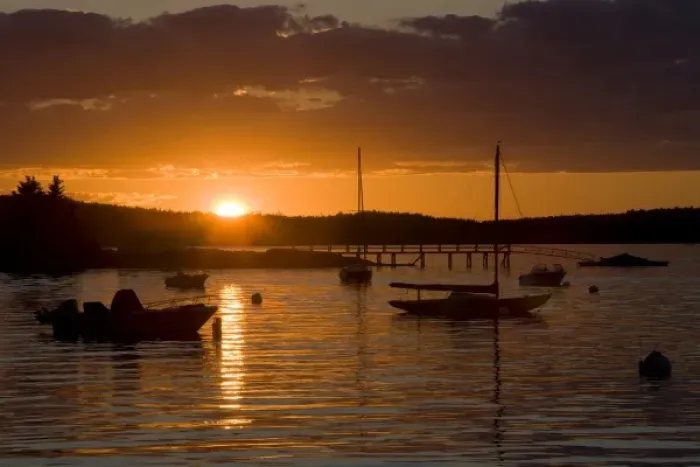 Framed Print : Sunset as seen from Little Deer Isle, Maine. Penobscot Bay