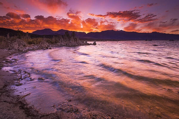 Sunset over the Sierra Nevada from Mono Lake, Mono Basin National Scenic Area, California