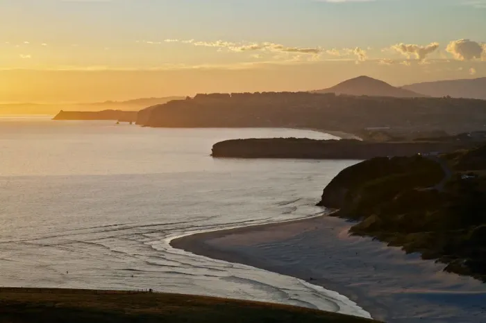 Framed Print : Sunset over Smaills Beach, Dunedin, South Island, New Zealand