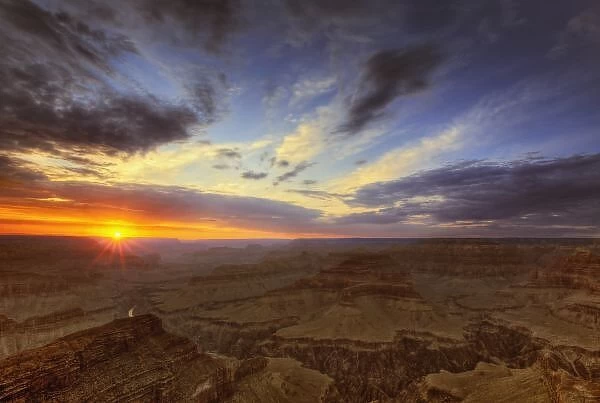 Sunset, south rim of the Grand Canyon, Grand Canyon National Park, Arizona
