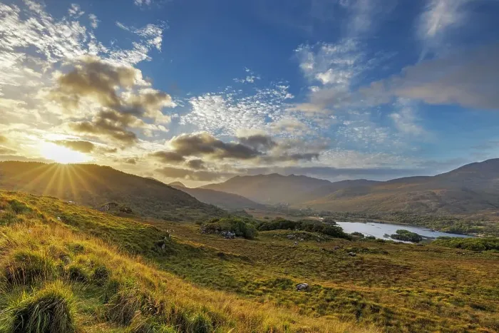 Framed Print : Sunset over Upper Lake Killarney in Killarney National Park, Ireland Framed Print : Sunset over Upper Lake Killarney in Killarney National Park, Ireland
