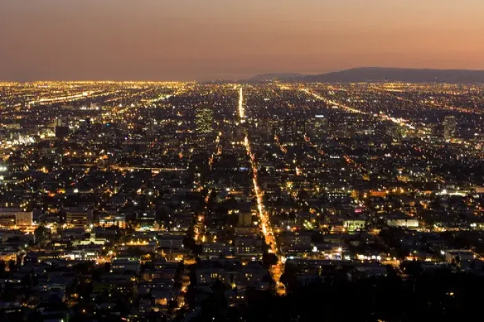 Framed Print : A sunset view of Los Angeles from Griffith Observatory in Griffith Park