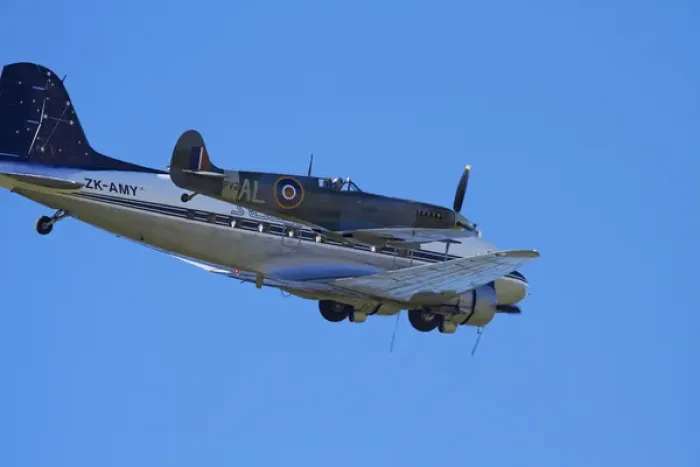 Framed Print : Supermarine Spitfire - British and allied WWII Fighter Plane and DC3 (Douglas C-47 Framed Print : Supermarine Spitfire - British and allied WWII Fighter Plane and DC3 (Douglas C-47