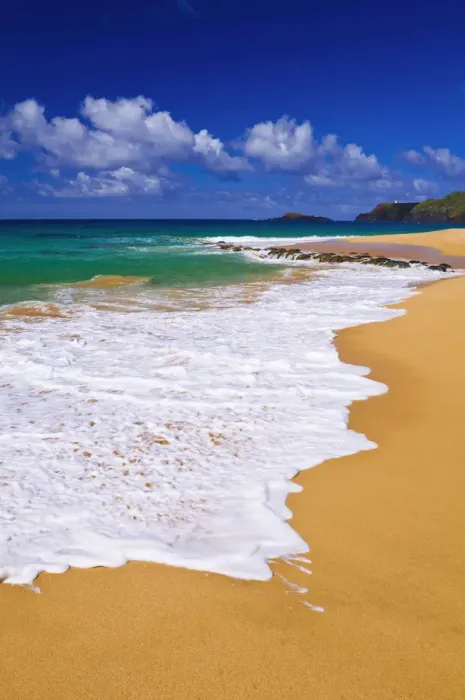 Framed Print : Surf, sand and blue green waters at Secret Beach (Kauapea Beach), Kilauea Lighthouse visible
