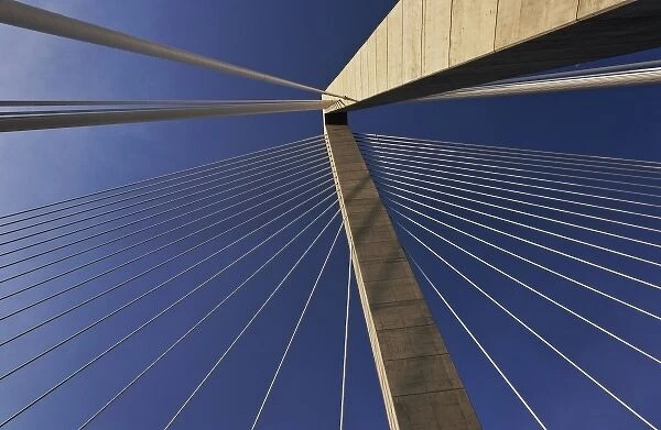 Suspension details of Arthur Ravenel Jr. Bridge, Charleston, South Carolina. Also