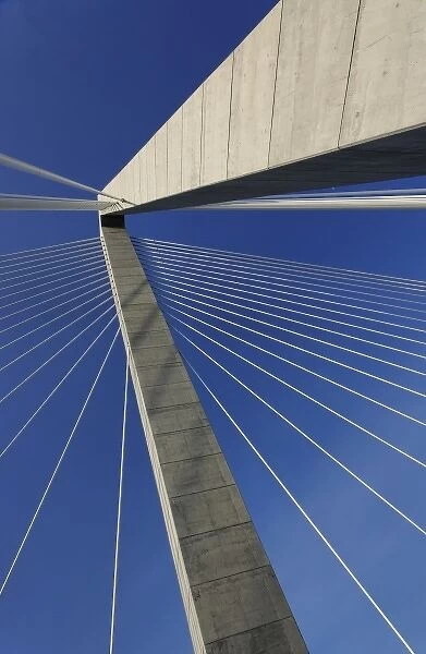 Suspension details of Arthur Ravenel Jr. Bridge, Charleston, South Carolina. Also
