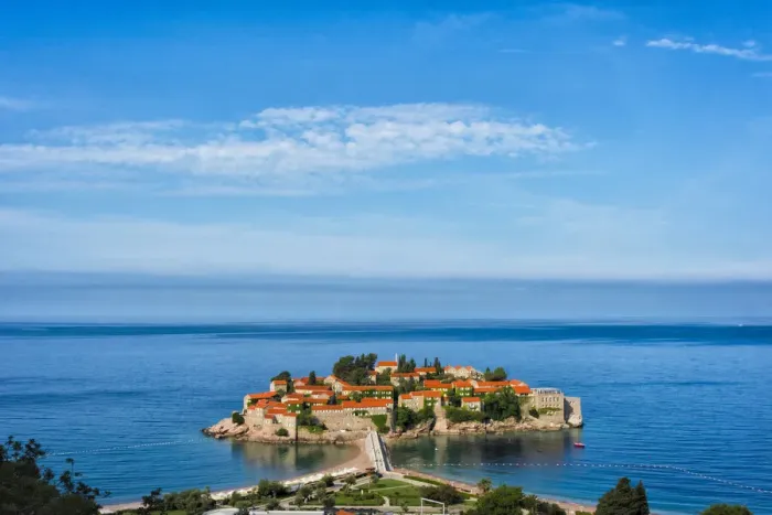 Framed Print : Sveti Stefan in the Adriatic Sea, Budva, Montenegro