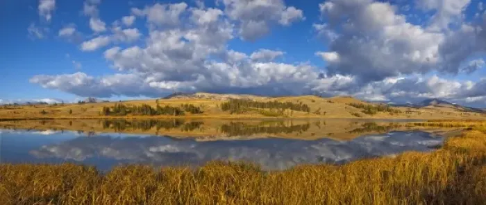 Framed Print : Swan Lake reflects clouds and Gallatin Mountain Range in Yellowstone National Park Framed Print : Swan Lake reflects clouds and Gallatin Mountain Range in Yellowstone National Park