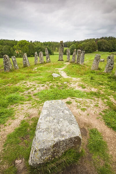 Sweden, Bohuslan, Blomsholm, Blomsholmsskeppet, stone ship circle, Iron-age burial ground