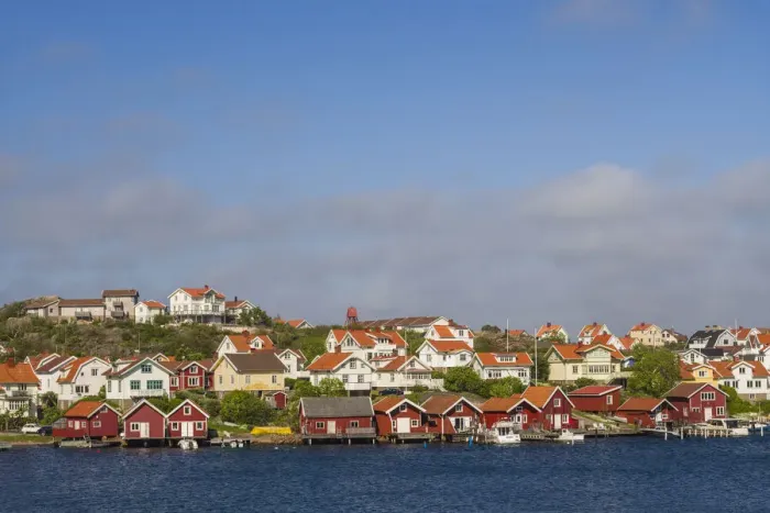 Framed Print : Sweden, Bohuslan, Hovenaset, coastal village view Framed Print : Sweden, Bohuslan, Hovenaset, coastal village view