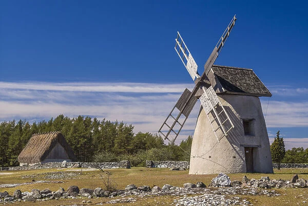 Sweden, Faro Island, Eroskogs, old windmill