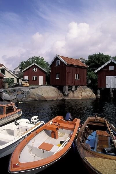 Sweden, Hohusland region, Tjorn. Fishing harbor