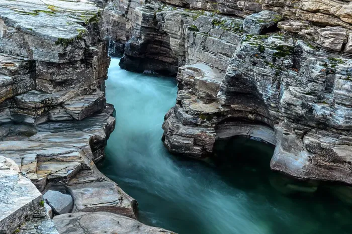 Framed Print : Sweden, Norrbotten, Abisko. Abisko river flows through a canyon of sedimentary rock